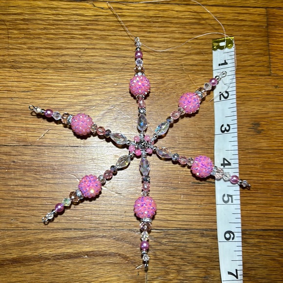 Handmade Beaded Snowflake Ornament Suncatcher - Picture 2 of 5
